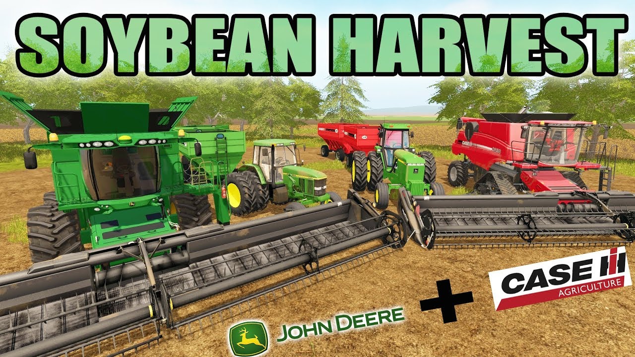 lets play a little game FARMING SIMULATOR 2017 | JOHN DEERE + CASE IH SOYBEAN HARVEST | MULTIPLAYER | CANADA EP #7