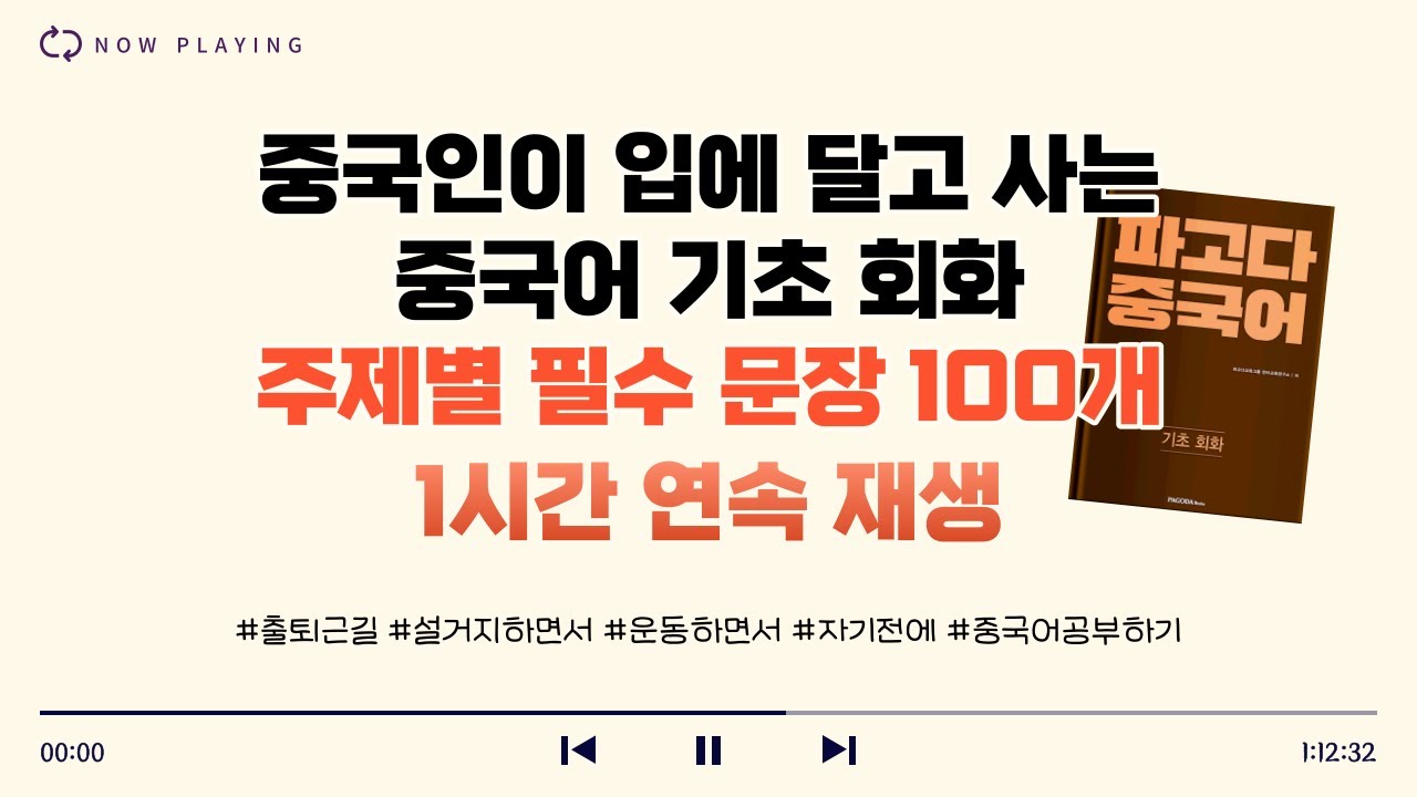 [1시간 연속 재생] 중국인이 입에 달고 사는 기초 회화 100문장 모음집 ｜주제별 필수 문장 엄선