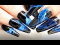 * SMOKE NAILS * / In BLUE / Using Alcohol Inks & Madam Glam Polish