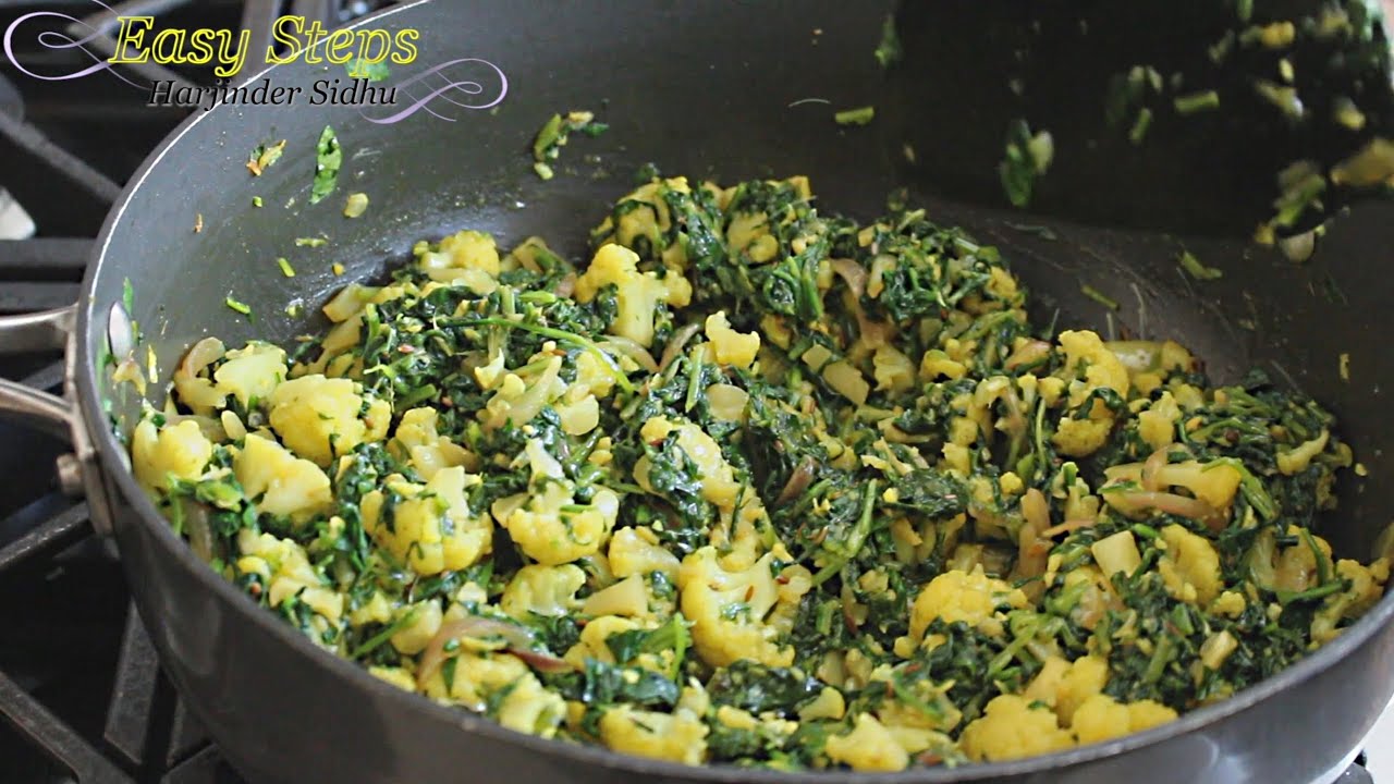 Gobi Palak Sabzi | Spinach Cauliflower Sabji | Vegan Recipe