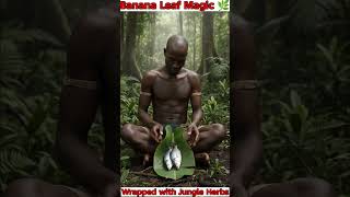 Jungle Fish in Banana Leaves 🔥 Primitive Cooking #shorts