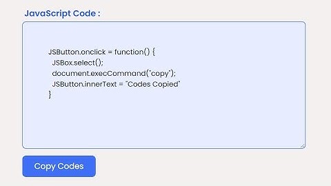 Copy Code To Clipboard JavaScript