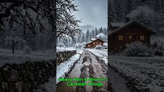 Frozen Orchard Paradise | Snowy Canadian Village Rainstorm