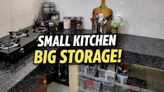 Tiny Kitchen makeover | huge storage space |