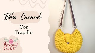 Bolso caracol con trapillo/ paso a paso/ bolsos de Trapillo/ Mercería Crochet.