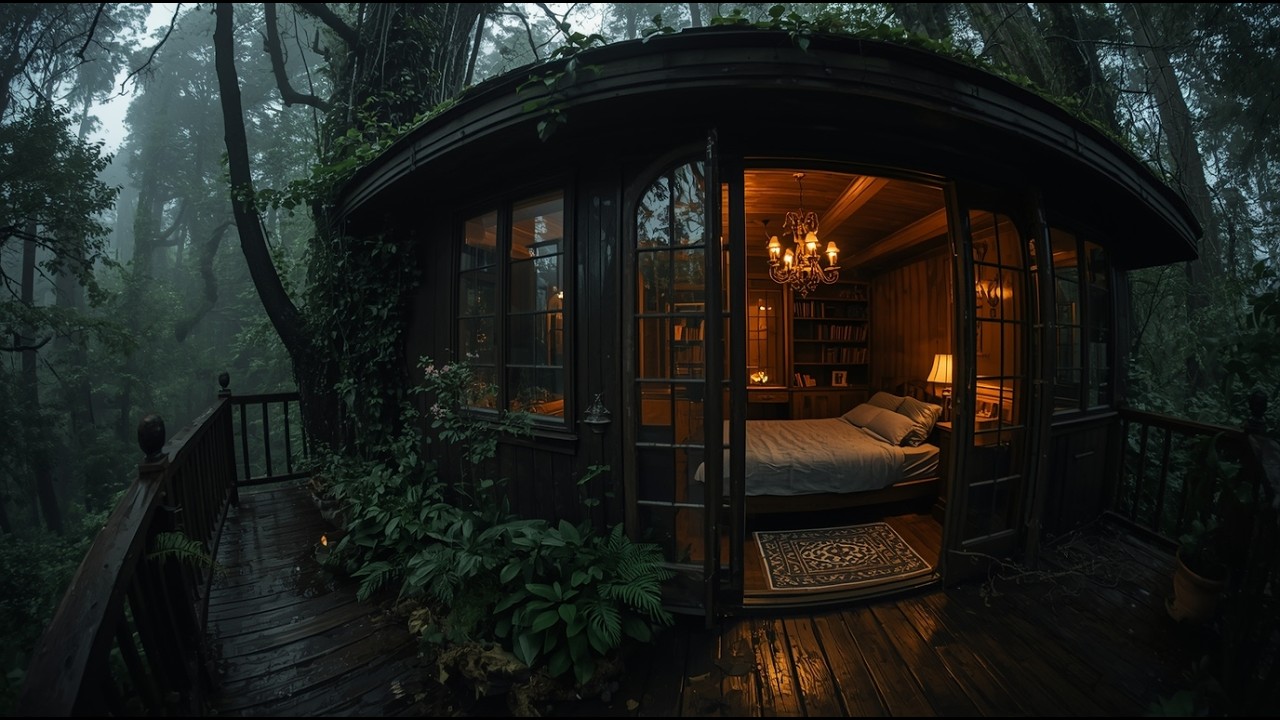 Rain in a Forest at Night: Deep Sleep Forest Cabin (All Night Long)
