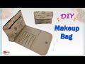 MAKEUP BAG WITH BRUSH HOLDER | COSMETIC BAG WITH ZIPPER | MAKEUP BAG TUTORIAL