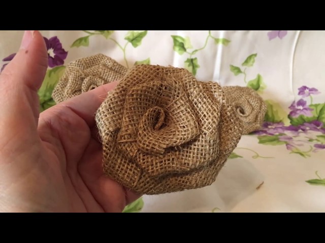 5Pcs Natural Burlap Flowers Handmade Rustic Rose Flower for DIY