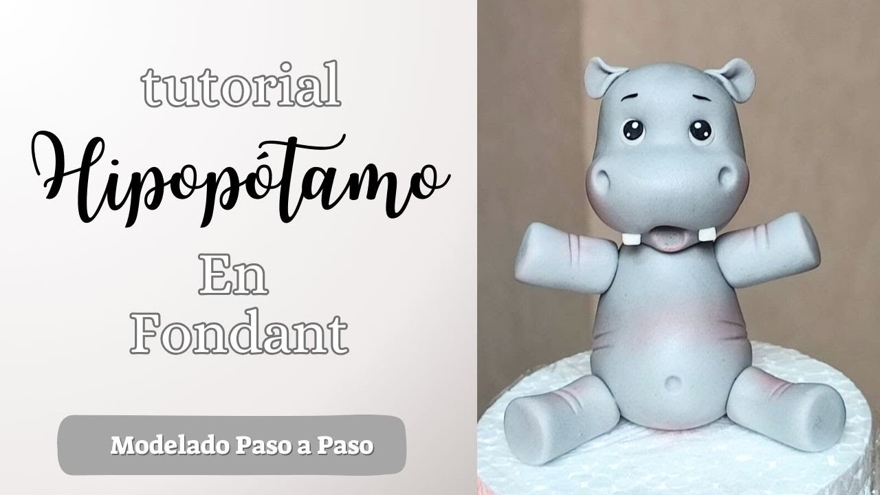 Cómo Hacer un Hipopótamo en Fondant// Hippo Fondant CakeTopper// figuras Fondant