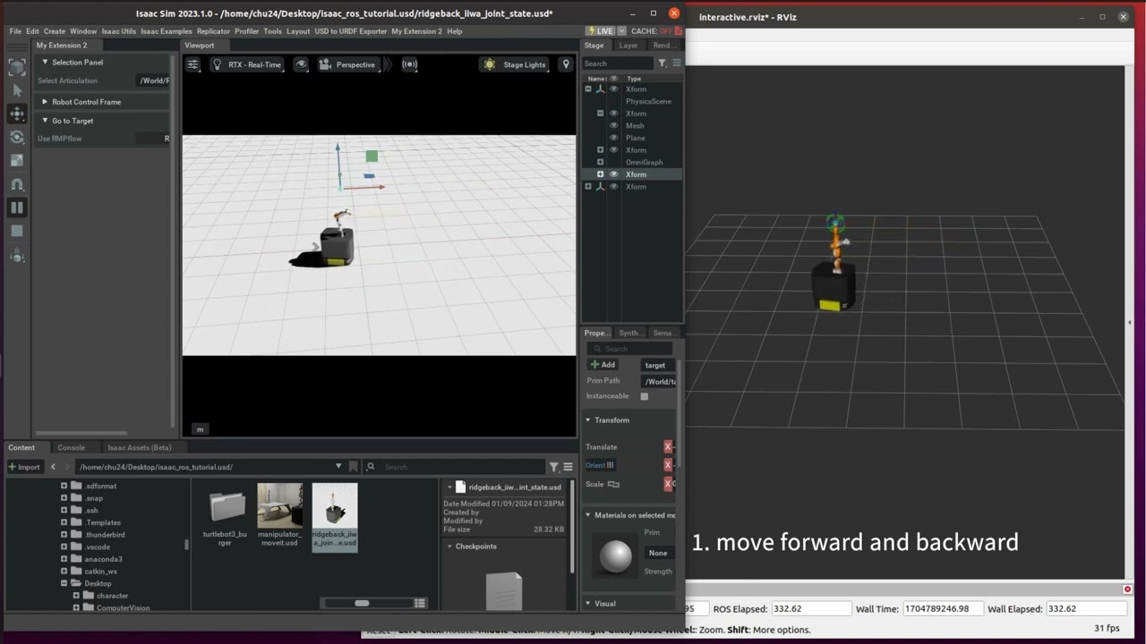 [Isaac Sim] ridgeback_iiwa | ROS, RMPflow