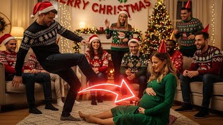 Millionaire Kicked His Pregnant Wife at Christmas Party — Until Her CEO Father Walked In as Santa