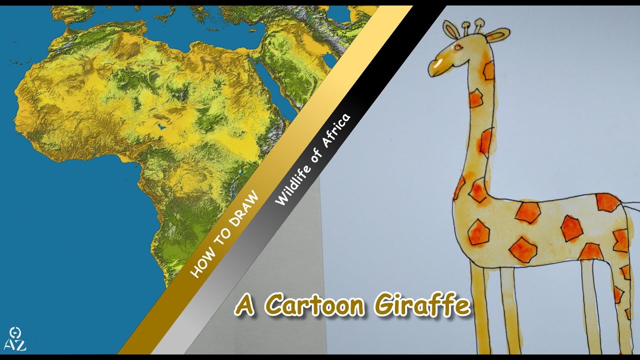 How to Draw a Cartoon Giraffe - Wildlife of Africa - YouTube