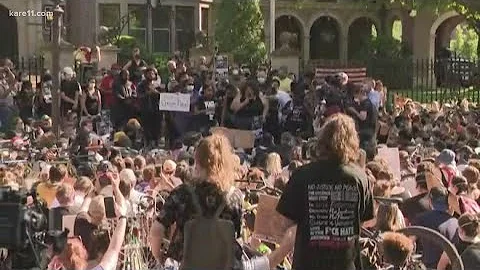 Protesters gather outside Governor's Mansion in St. Paul