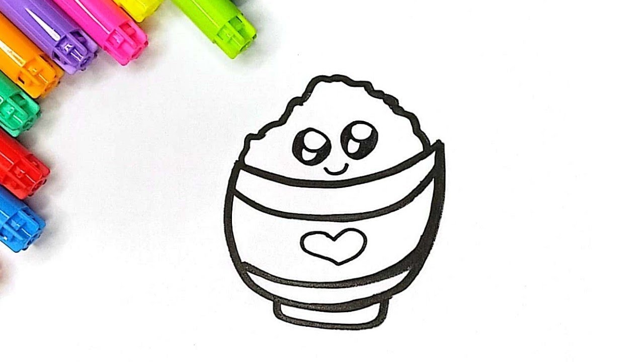Easy Drawing a Cute Rice Bowl for Kids - YouTube