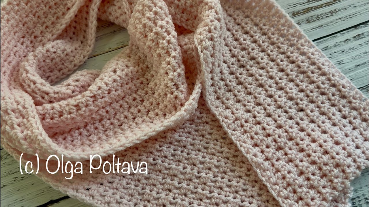 Простой вязаный крючком шарф, 2 ряда, один моток пряжи, проект для начинающих