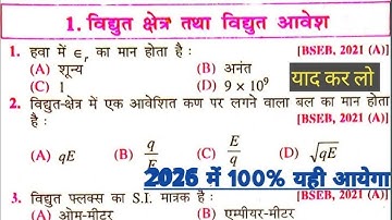 Class 12 Physics Chapter 1 Objective Questions | वैद्युत आवेश तथा क्षेत्र 12th Physics Objectives