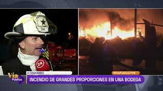 Incendio de grandes proporciones afecta a una bodega en Coquimbo | 24 Horas TVN Chile