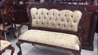 BANCA CLÁSICA DE MADERA ELEGANTE DECORATIVA MUEBLES FINOS LUIS XV Y PROVENZALES