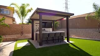 Luxury Backyard Walkthrough | Full Outdoor Kitchen | Pool and Spa | Tropical Desert Style