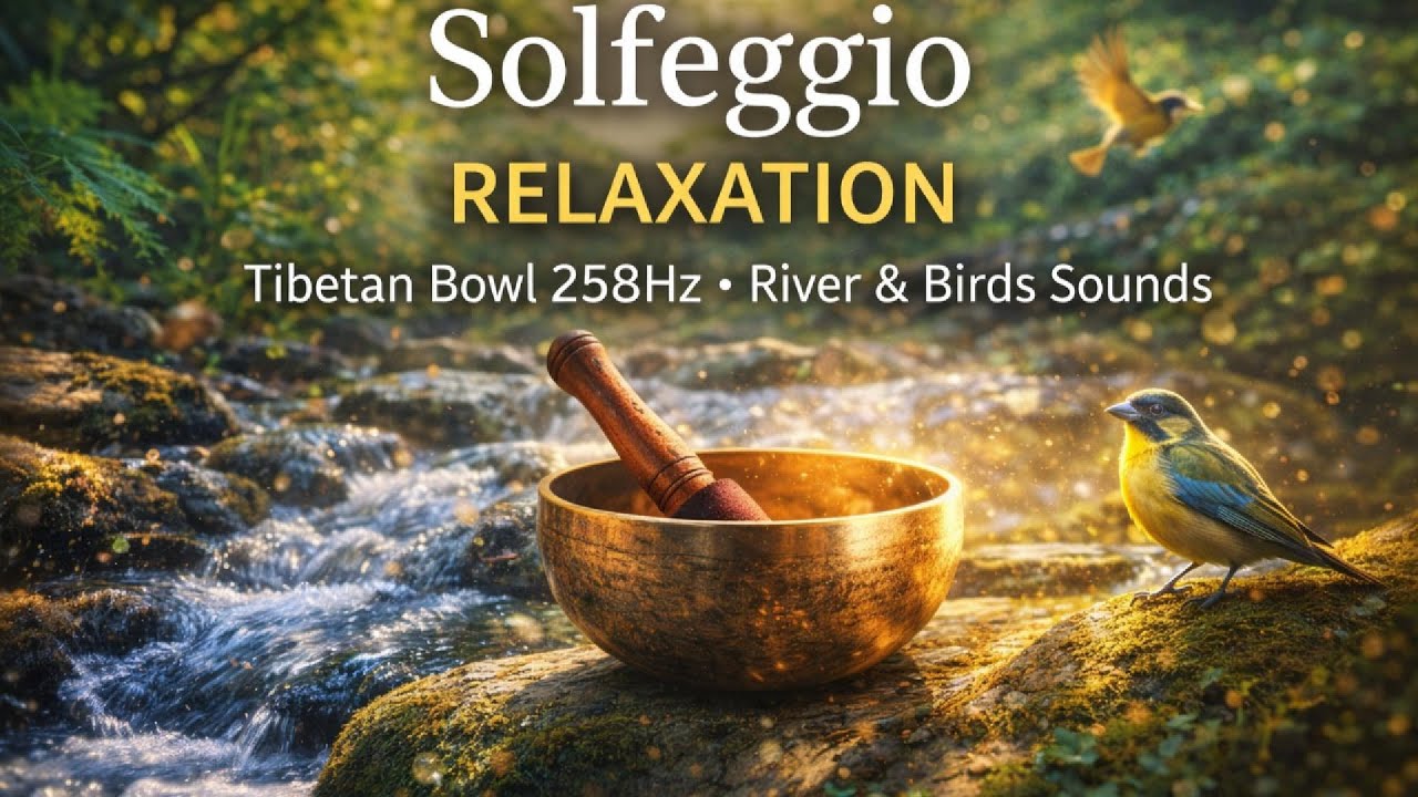 Tibetan Bowl 258Hz & River Sounds 🌿 Deep Relaxation Solfeggio | Stress Relief & Calm Mind Music