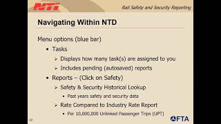 Webinar: NTD 2021 Safety and Security Rail Mode Reporting 101421