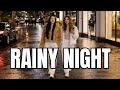 ASMR نزهة ليلية باردة ممطرة في مدينة إسطنبول عبر شوارعها المتوهجة تركيا 4K 