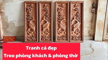🛑 Tranh cá đẹp treo phòng khách + phòng thờ | tranh cá chép lý ngư vọng nguyệt #dogothangmai #dotho 