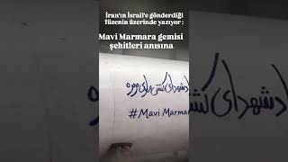 İran'ın İsrail'e gönderdiği füzenin üstünde "Mavi Marmara gemisi şehitleri anısına" yazıyor