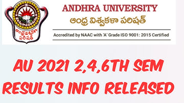 AU 2021 RESULTS INFO RELEASED//2,4,6TH SEM INFO RELEASED