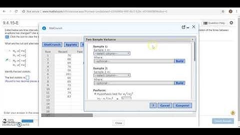 HW6 Two Variance Hypothesis Test with Statcrunch