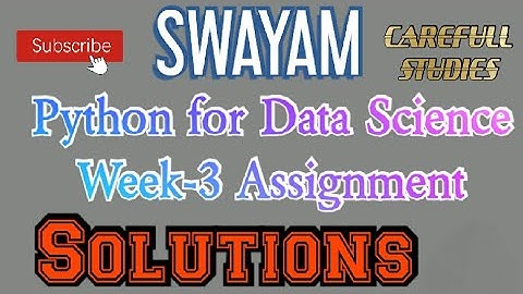 Python for DataScience Week-3||Solutions||#nptel#swayam