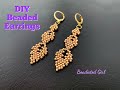 Leafy Earrings || DIY Beaded Earrings || pendientes de hoja || yaprak küpe || Blattohrringe