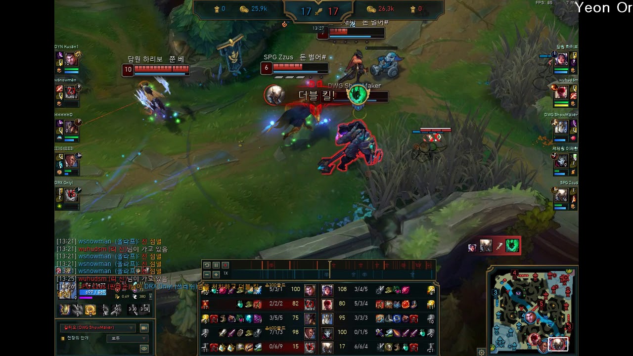 [LOL] 담원 쇼메이커 미드 갈리오 플레이/4Kill 16Assist(KOR Solo Queue DWG ShowMaker Mid Galio)