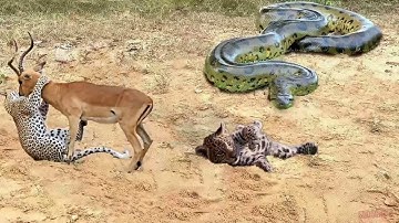 Very touching story! Python Hunt Leopard Cubs When Mother Leopard Hunting Impala