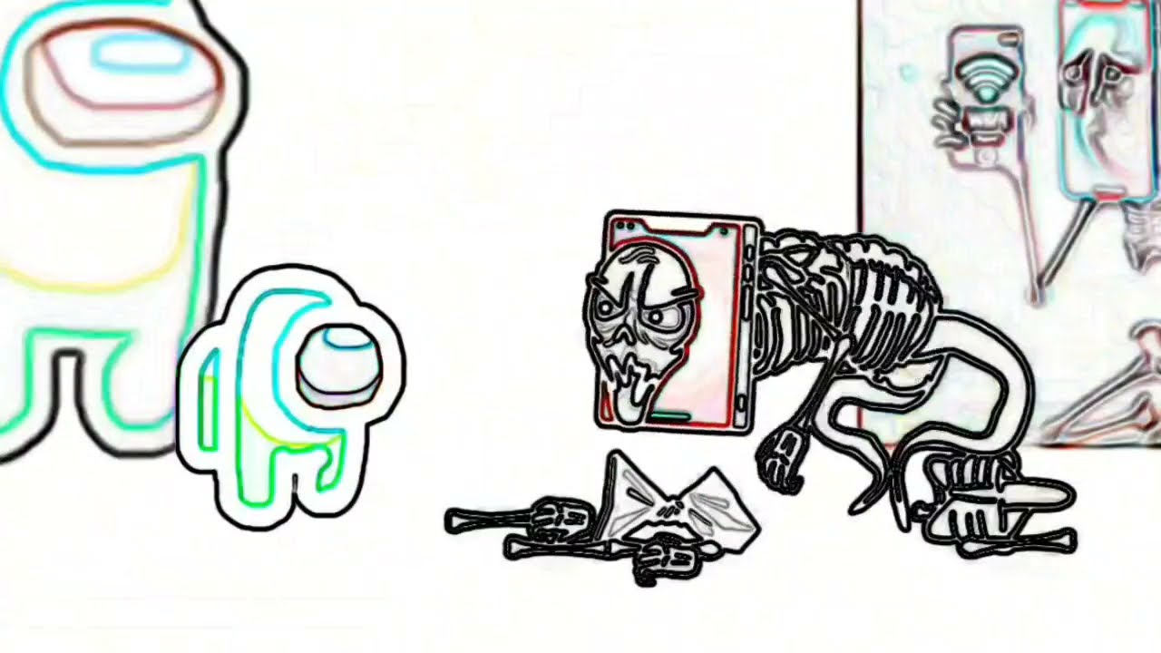 Pot Hotspot Creepy Character kills by Mini Crewmate | Among Us Sketch