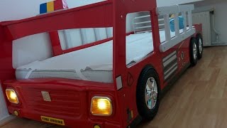 CABINO Brandweerauto bed - FIRE TRUCK with lamp and 3D wheels for kids - YouTube