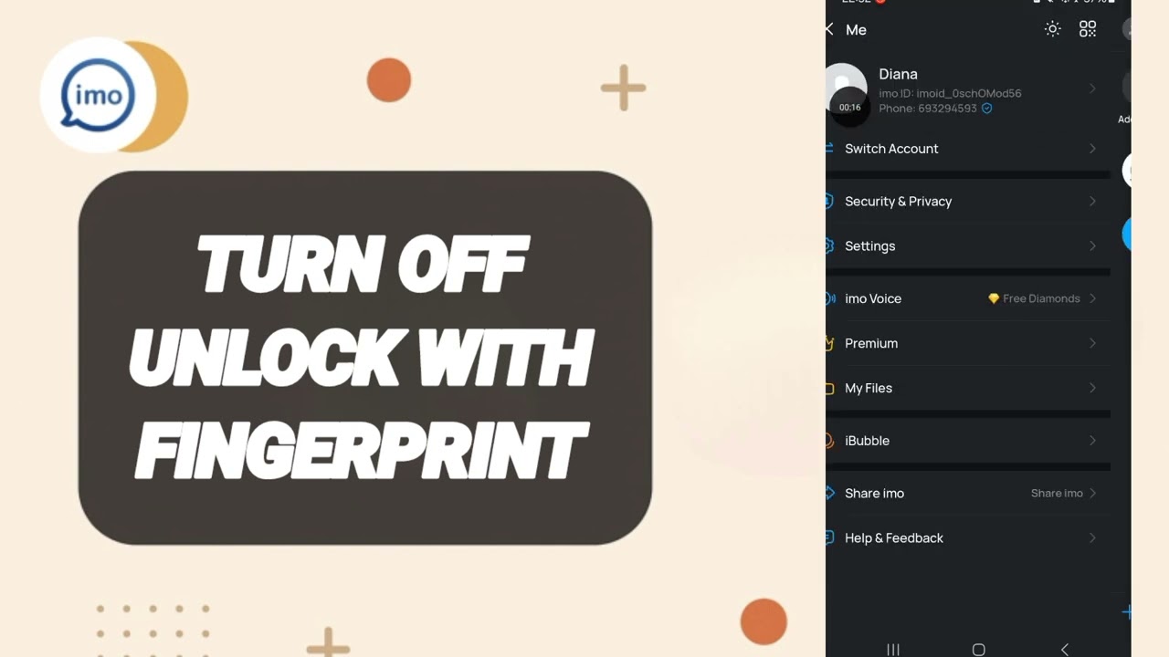 Как отключить разблокировку с помощью отпечатка пальца в приложении Imo