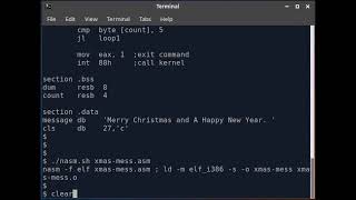 NASM Assembly Program to Scroll Christmas Message.