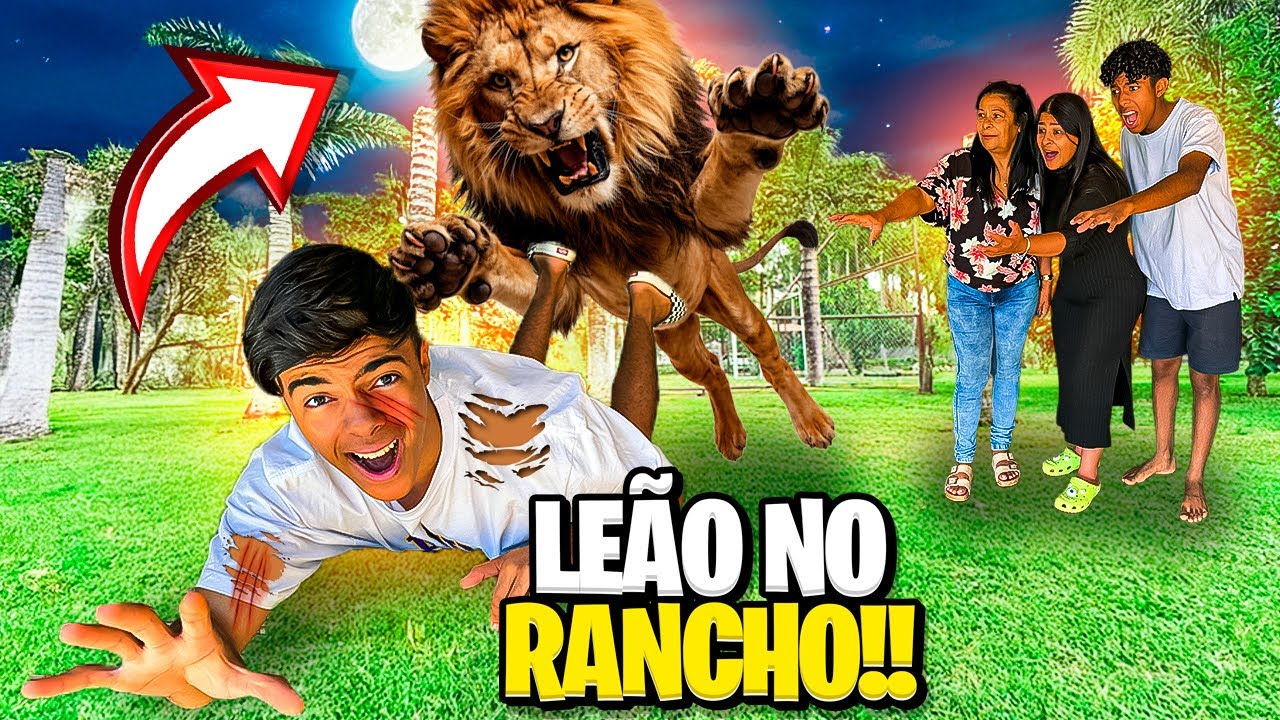 ESTEVÃO FOI PEGO POR UM LEÃO BRAVO QUE INVADIU O RANCHO…😱 