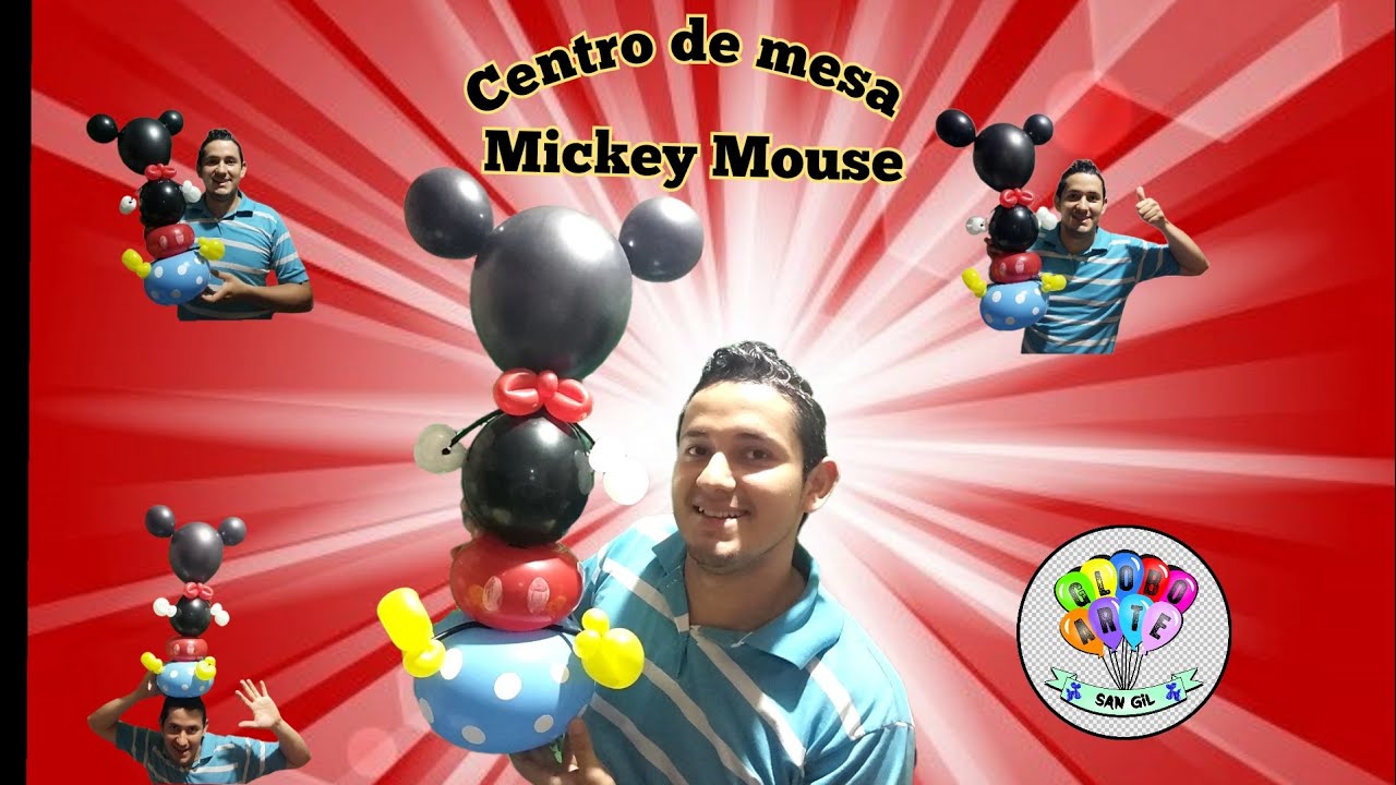 MICKEY MOUSE en globos🎈🖤 ️💛(Centro de mesa en globos mickey mouse ...