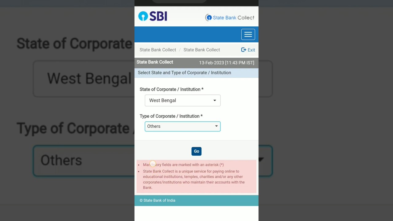 SBI COLLECT CU EXAM FEES PROCESS (PG FEES PAYMENT)