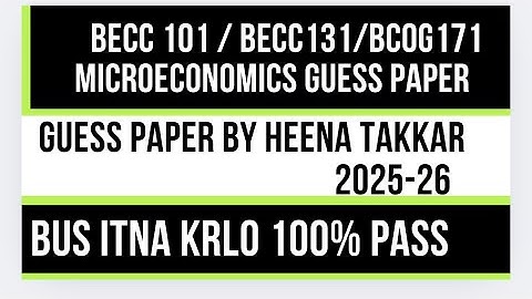 Microeconomics important questions 2025-26| microeconomics guess paper 2025-26 | becc 101 one shot
