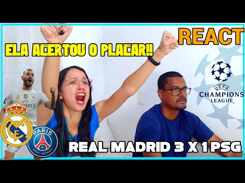 REACT -  REAL MADRID 3 X 1 PSG - BENZEMA HAT-TRICK - UEFA 2022