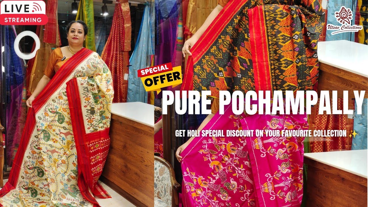 LIVE | Pure Pochampally Saree Collection – Holi Special Offer🎨