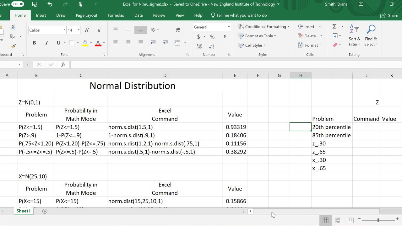 Excel Normal Distribution - YouTube