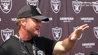 Oakland raiders head coach jon gruden on the great collaboration
between rodney hudson and derek carr at napa marriott hotel spa
wednesday, aug. 1...