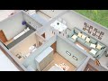 Planta 3D de Casa simples com dois Quartos