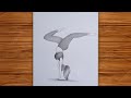 International yoga day drawing|yoga poses drawing easy|how to draw a girl doing yoga poses drawing