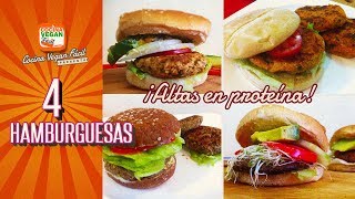 4 hamburguesas altas en proteína, deliciosas!  Cocina Vegan Fácil