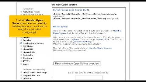 How to install Mambo Open Source from Fantastico